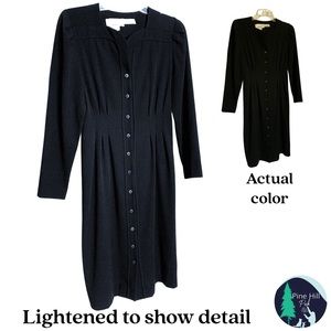 Vintage 60s California Girl Dress Size 4P 4 Petite Black Midi Pencil Long Sleeve